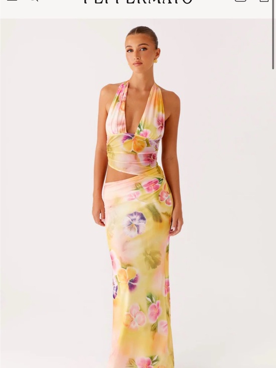 Peppermayo Dresses & Skirts - Peppermayo Yellow Floral Halter Maxi Dress